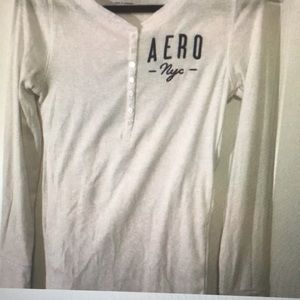 Aeropostale White Long Sleeve Logo Tee NWOT